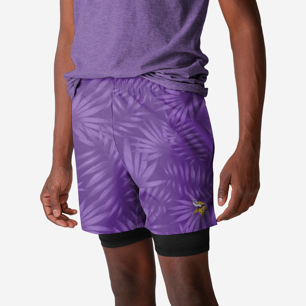 Minnesota Vikings Floral Black Liner Shorts FOCO S - FOCO.com