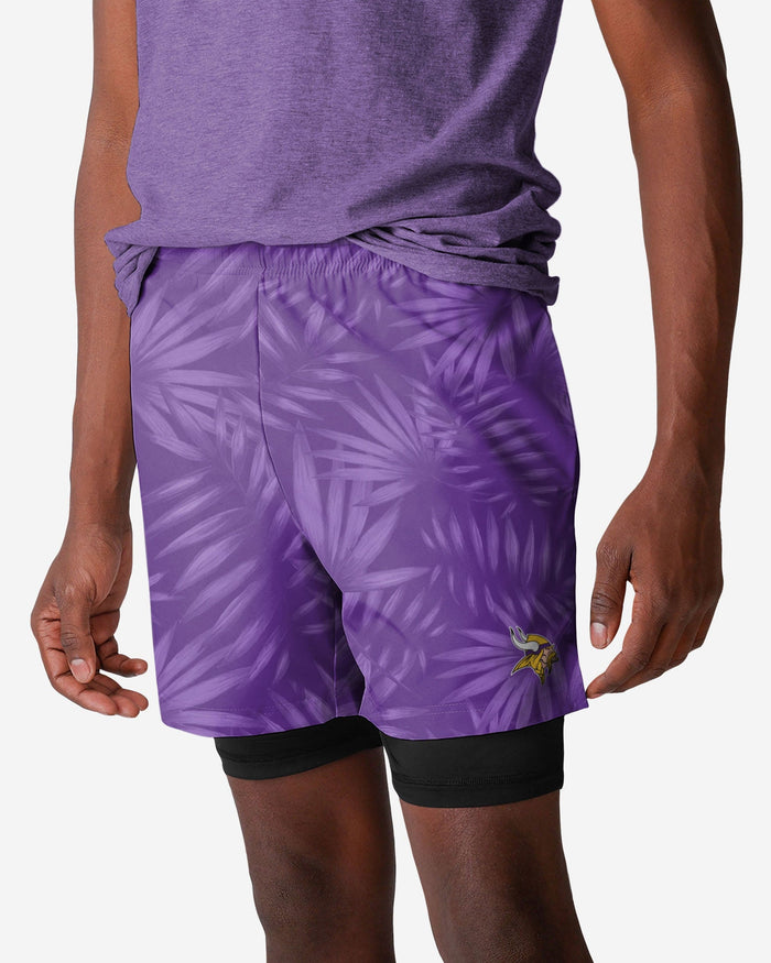 Minnesota Vikings Floral Black Liner Shorts FOCO S - FOCO.com