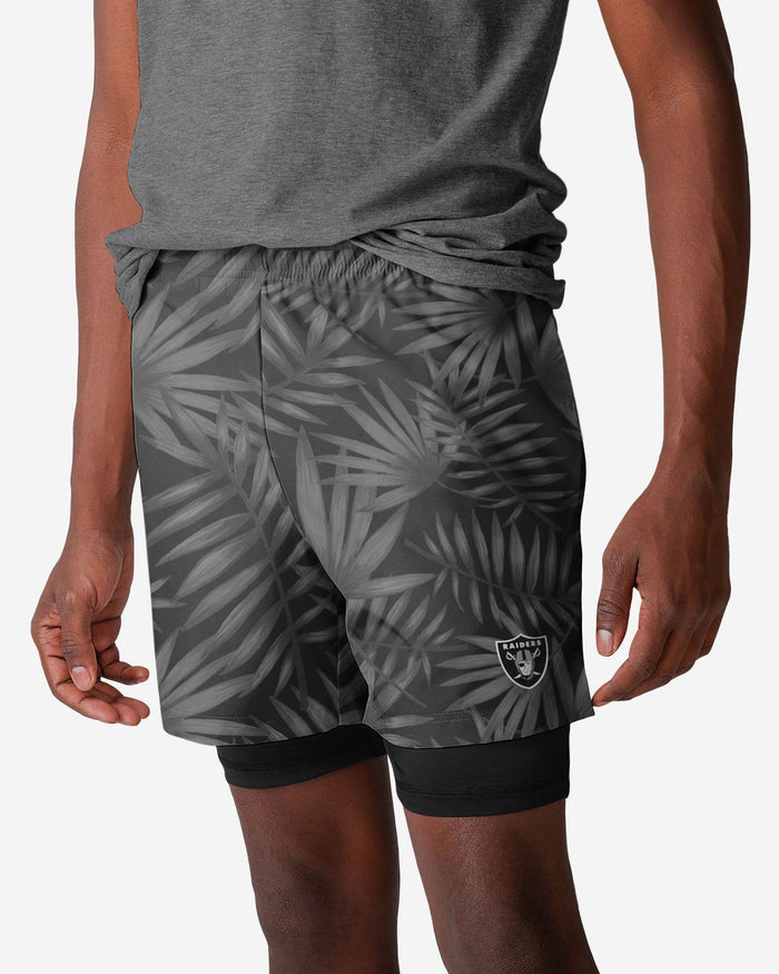 Las Vegas Raiders Floral Black Liner Shorts FOCO S - FOCO.com