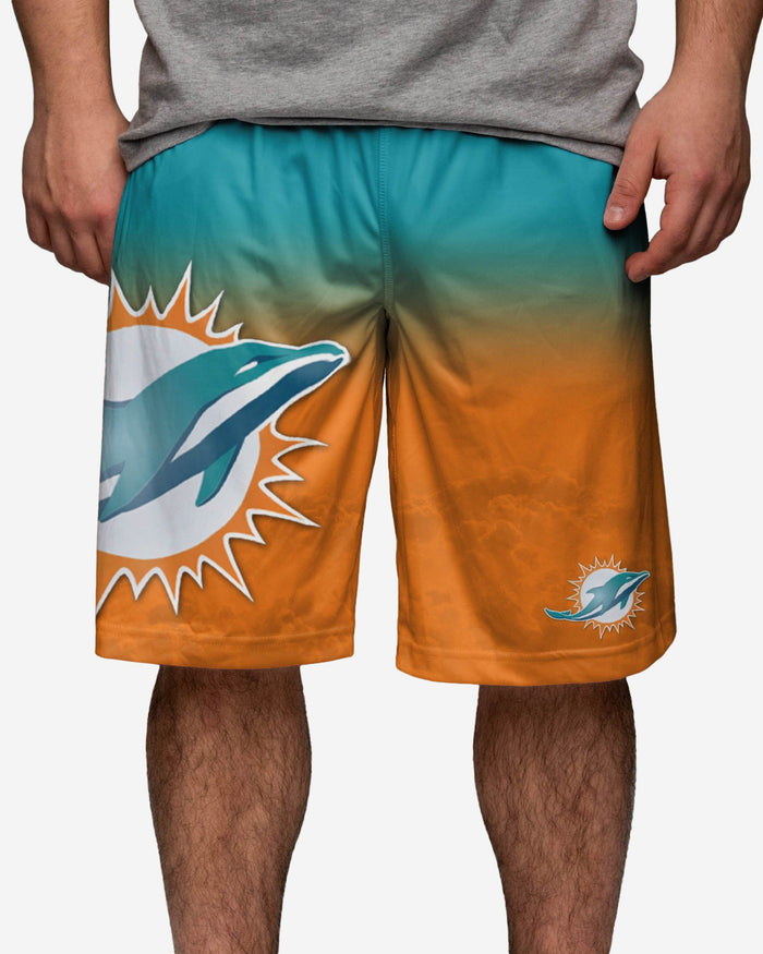 Miami Dolphins Gradient Big Logo Training Shorts FOCO - FOCO.com