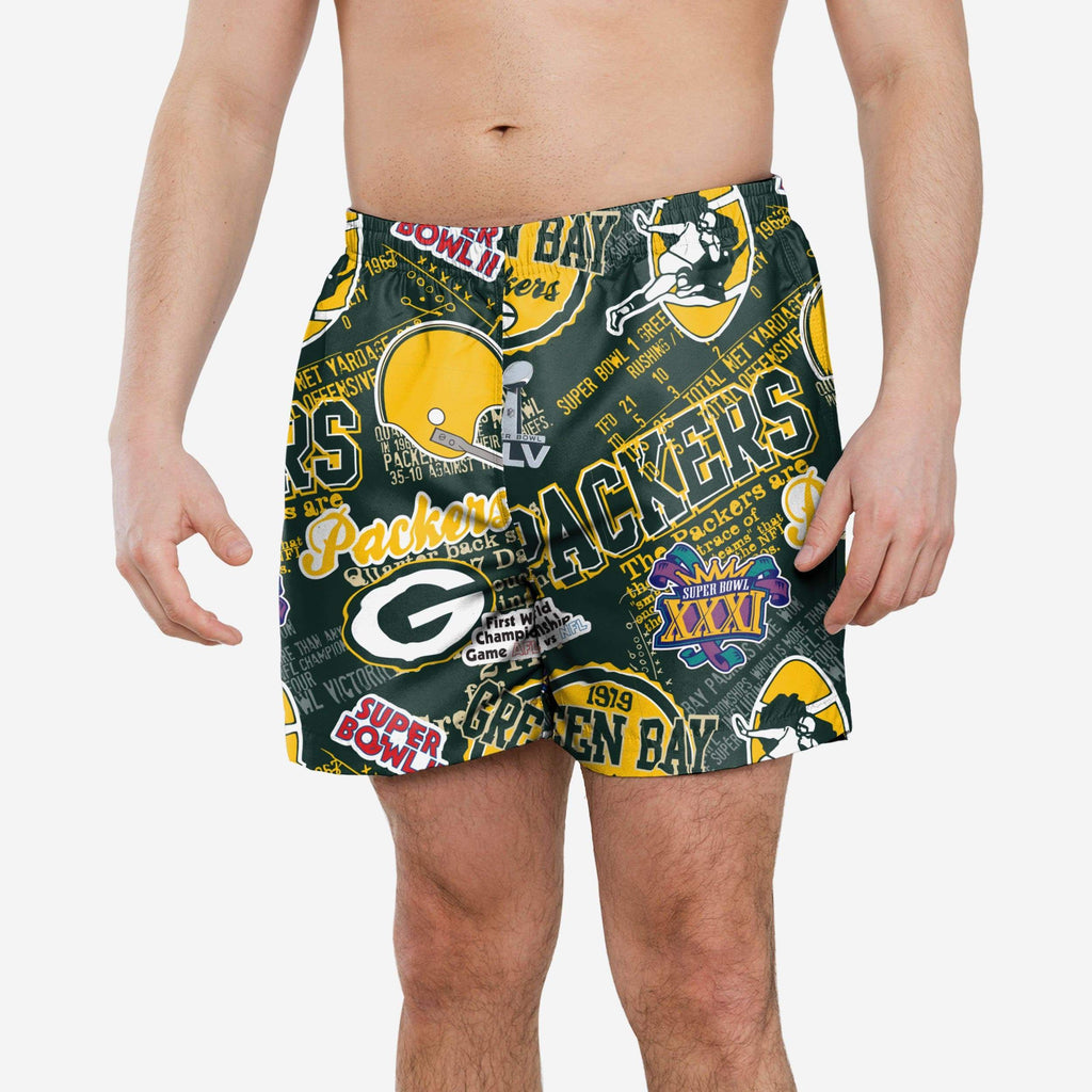 Green Bay Packers Logo Rush Swimming Trunks FOCO S - FOCO.com