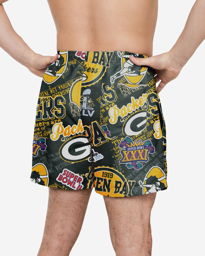 Green Bay Packers Logo Rush Swimming Trunks FOCO - FOCO.com