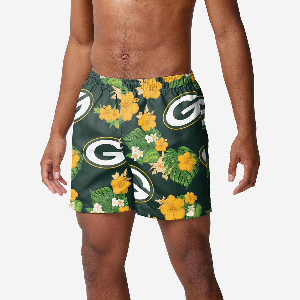 Green Bay Packers Floral Swimming Trunks FOCO S - FOCO.com