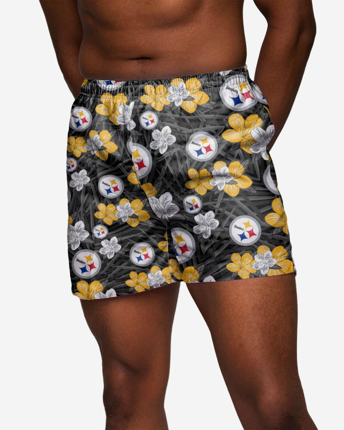 Pittsburgh Steelers Hibiscus Swimming Trunks FOCO S - FOCO.com