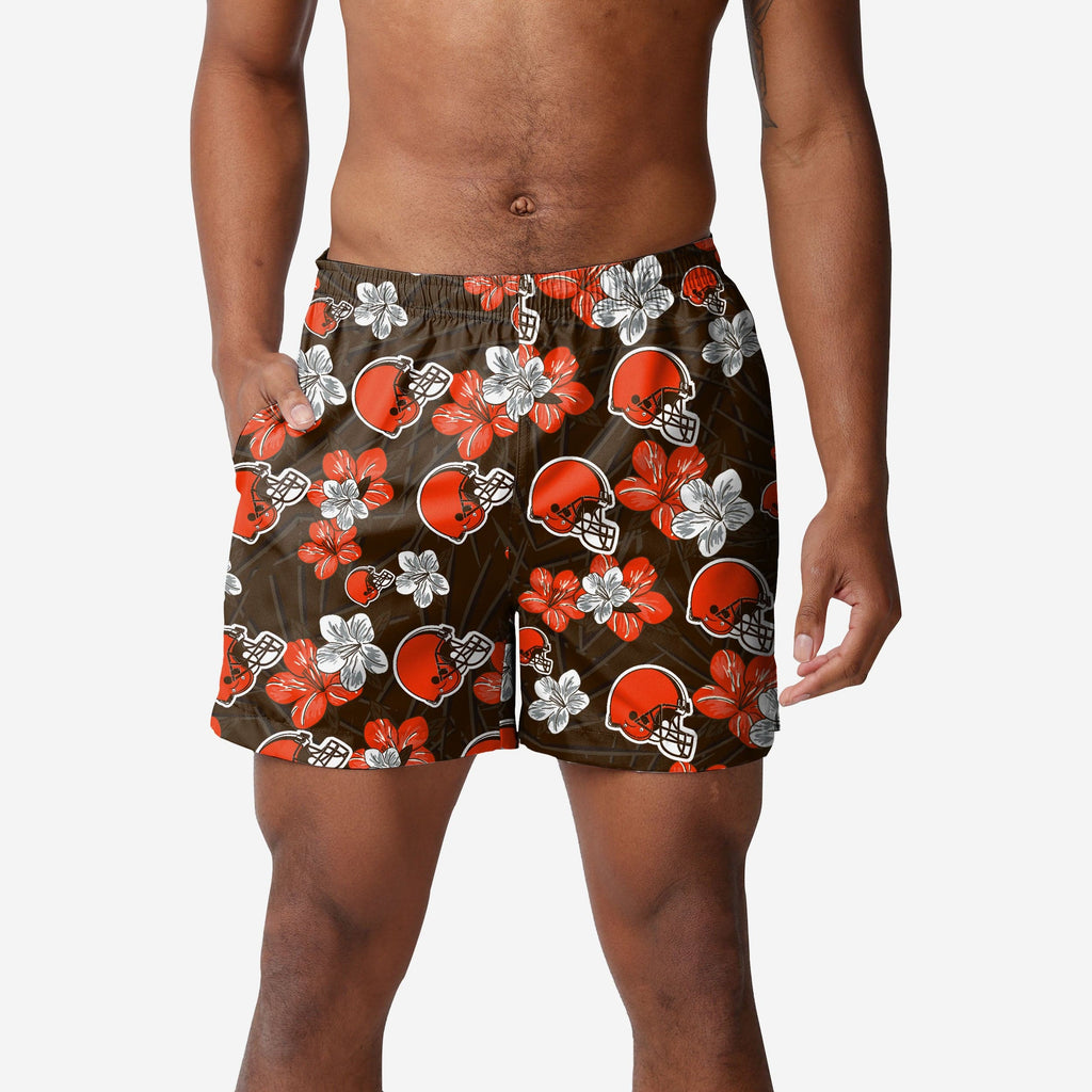 Cleveland Browns Hibiscus Swimming Trunks FOCO S - FOCO.com