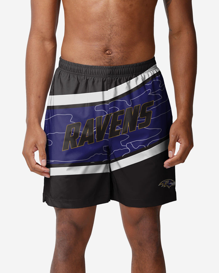 Baltimore Ravens Big Wordmark Swimming Trunks FOCO S - FOCO.com