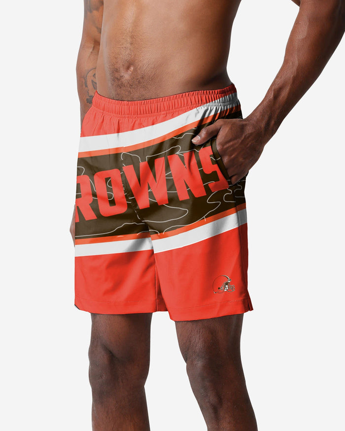 Cleveland Browns Original Big Wordmark Swimming Trunks FOCO S - FOCO.com