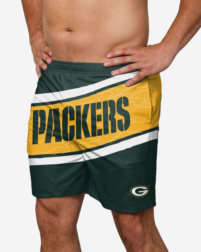 Green Bay Packers Big Wordmark Swimming Trunks FOCO S - FOCO.com