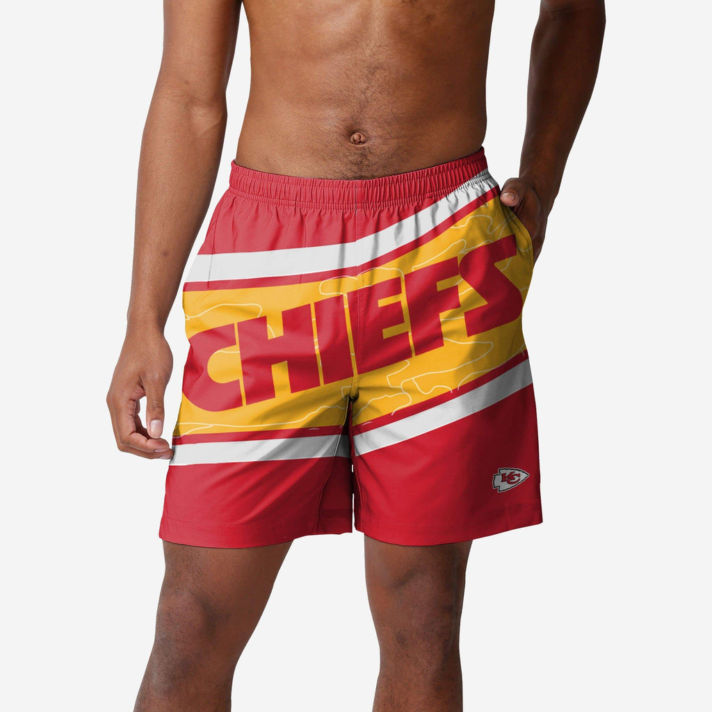 Kansas City Chiefs Big Wordmark Swimming Trunks FOCO S - FOCO.com