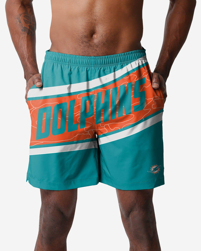 Miami Dolphins Big Wordmark Swimming Trunks FOCO S - FOCO.com