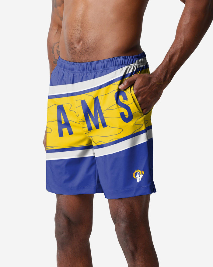 Los Angeles Rams Big Wordmark Swimming Trunks FOCO S - FOCO.com