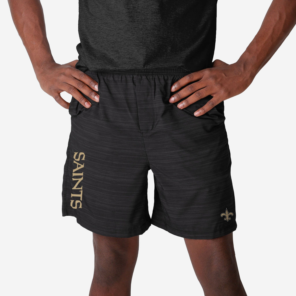 New Orleans Saints Heathered Black Woven Liner Shorts FOCO S - FOCO.com
