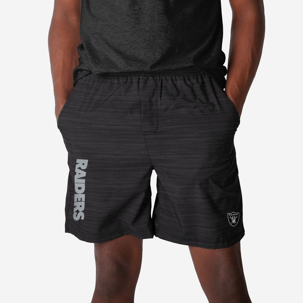 Las Vegas Raiders Heathered Black Woven Liner Shorts FOCO S - FOCO.com