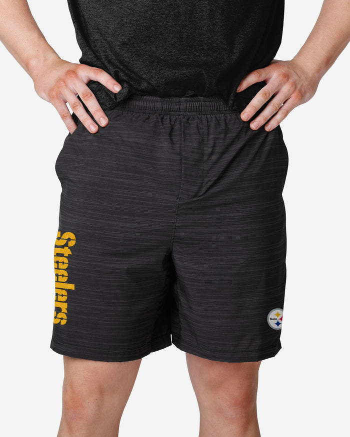 Pittsburgh Steelers Heathered Black Woven Liner Shorts FOCO S - FOCO.com