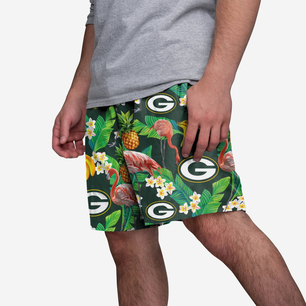 Green Bay Packers Floral Shorts FOCO S - FOCO.com