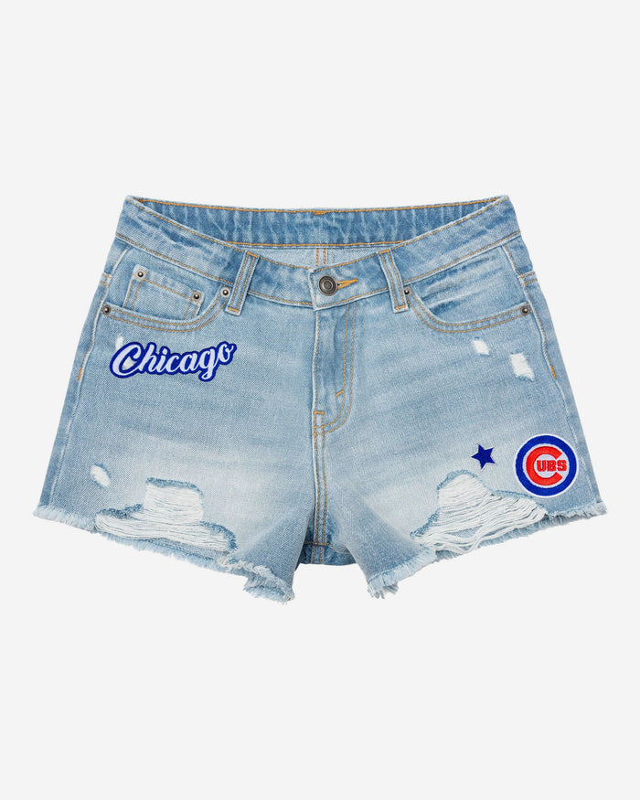Chicago Cubs Womens Team Logo Denim Shorts FOCO - FOCO.com