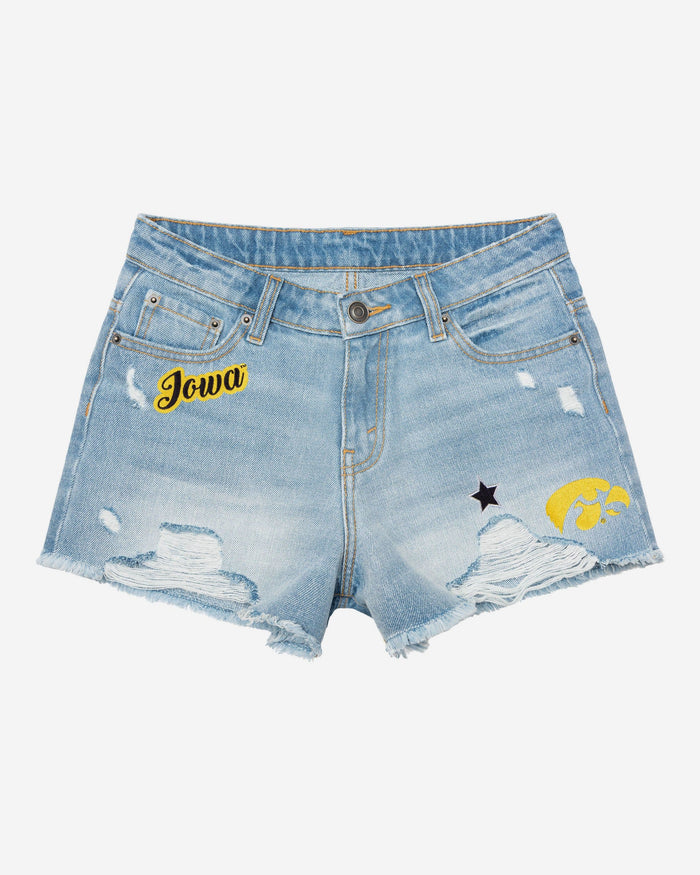 Iowa Hawkeyes Womens Team Logo Denim Shorts FOCO - FOCO.com