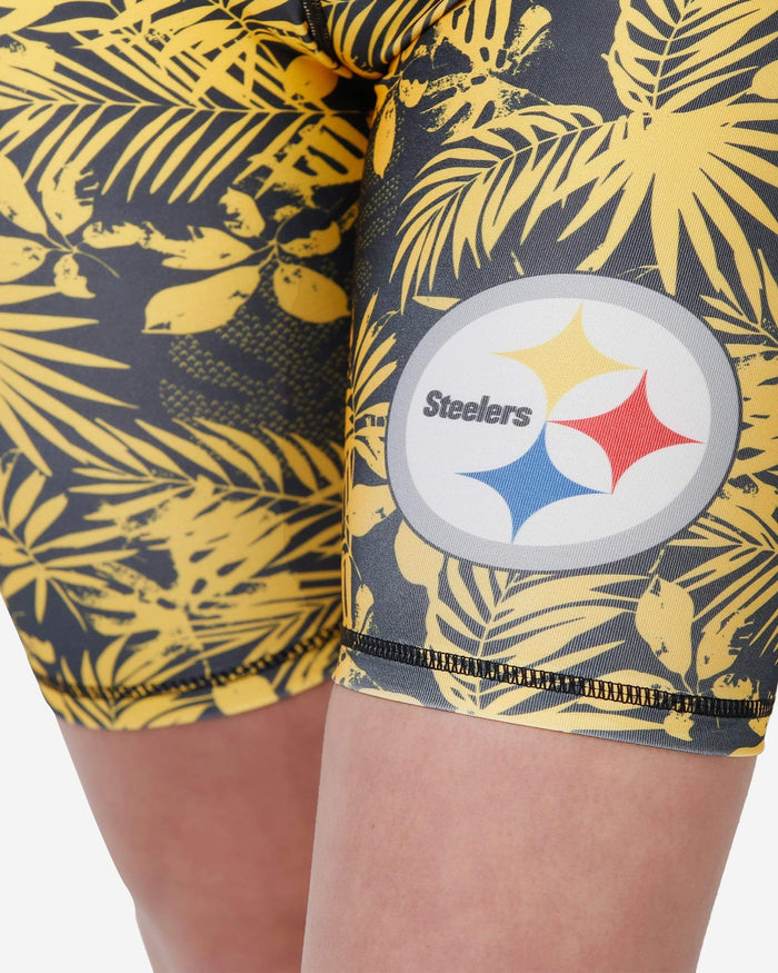 Pittsburgh Steelers Womens Floral Bike Shorts FOCO - FOCO.com