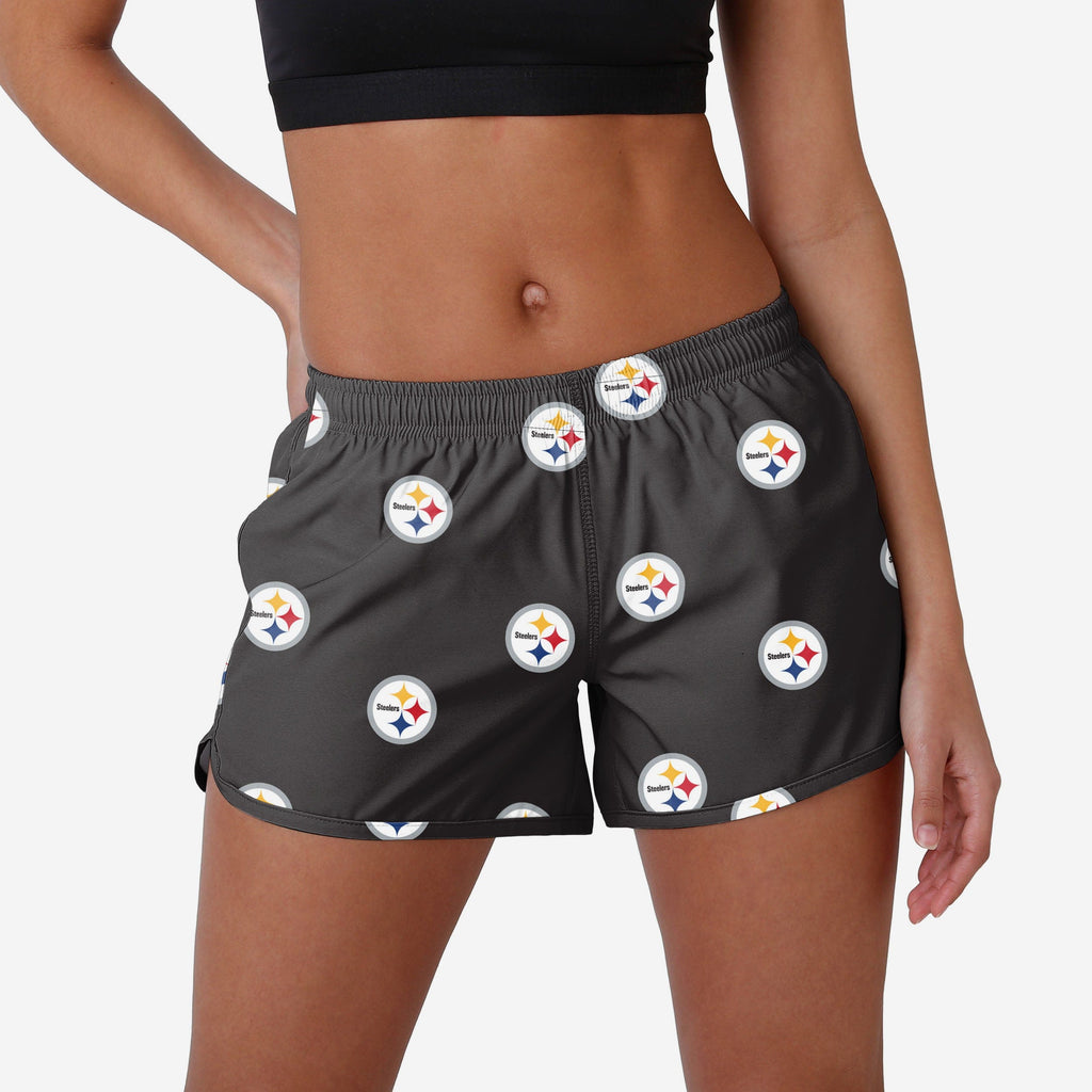 Pittsburgh Steelers Womens Mini Print Running Shorts FOCO S - FOCO.com