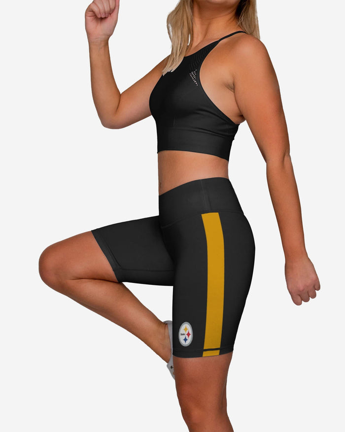 Pittsburgh Steelers Striped Bike Shorts FOCO - FOCO.com