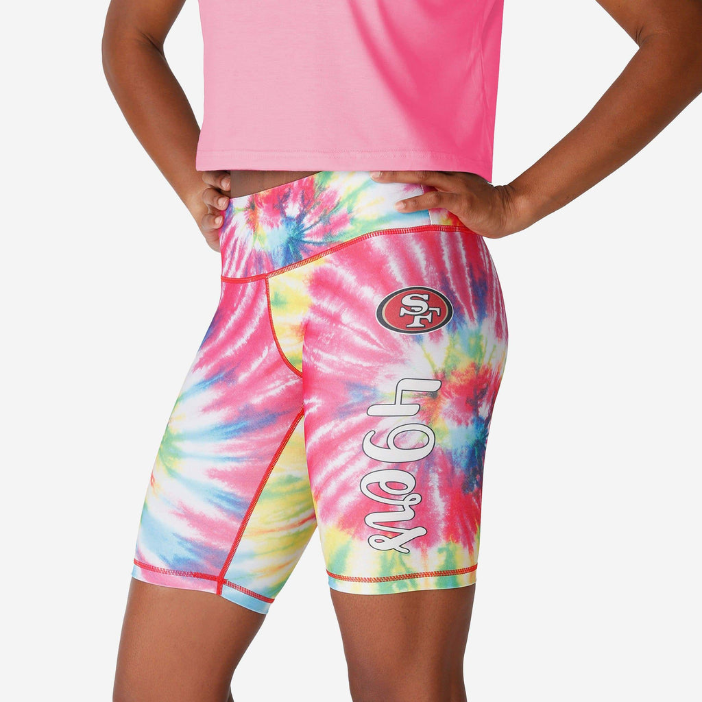 San Francisco 49ers Womens Tie-Dye Bike Shorts FOCO S - FOCO.com