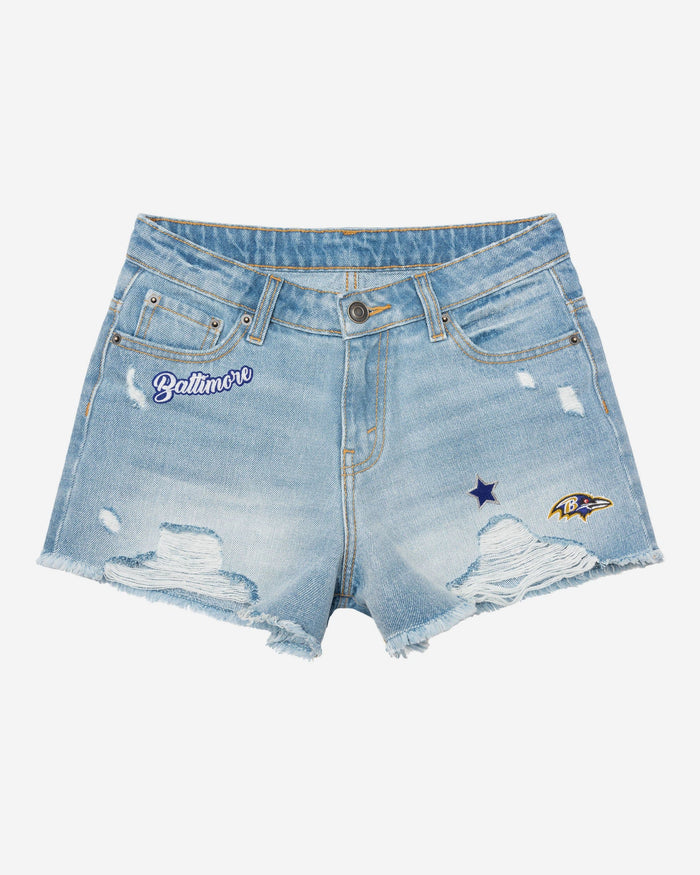 Baltimore Ravens Womens Team Logo Denim Shorts FOCO - FOCO.com