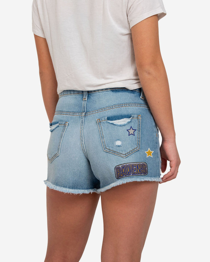 Baltimore Ravens Womens Team Logo Denim Shorts FOCO - FOCO.com