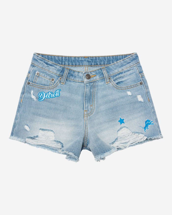 Detroit Lions Womens Team Logo Denim Shorts FOCO - FOCO.com