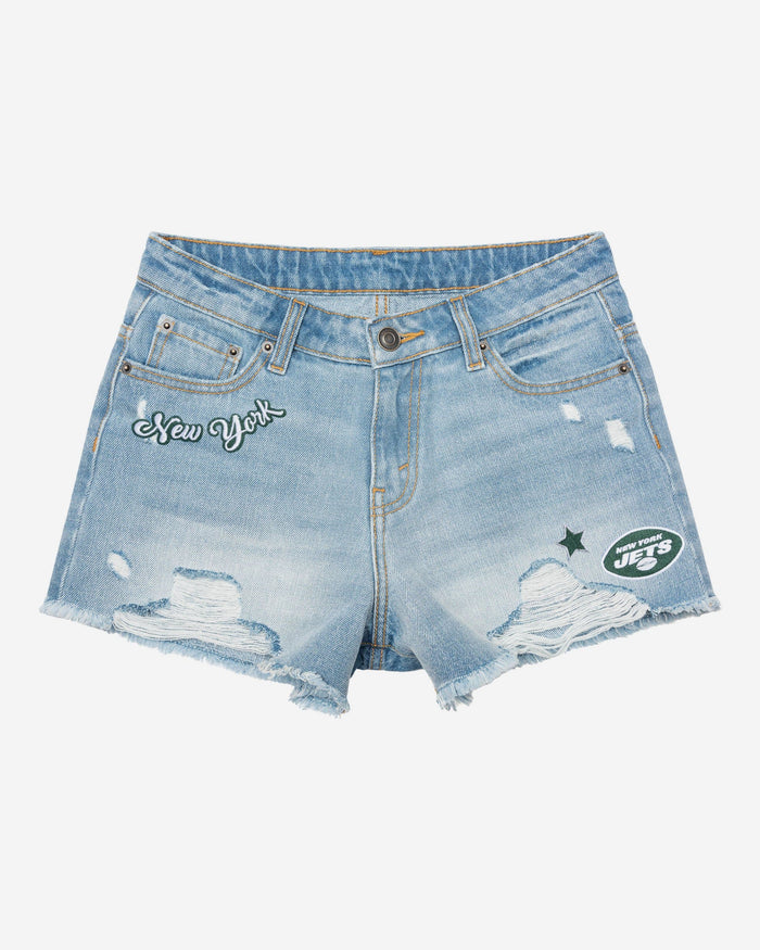 New York Jets Womens Team Logo Denim Shorts FOCO - FOCO.com