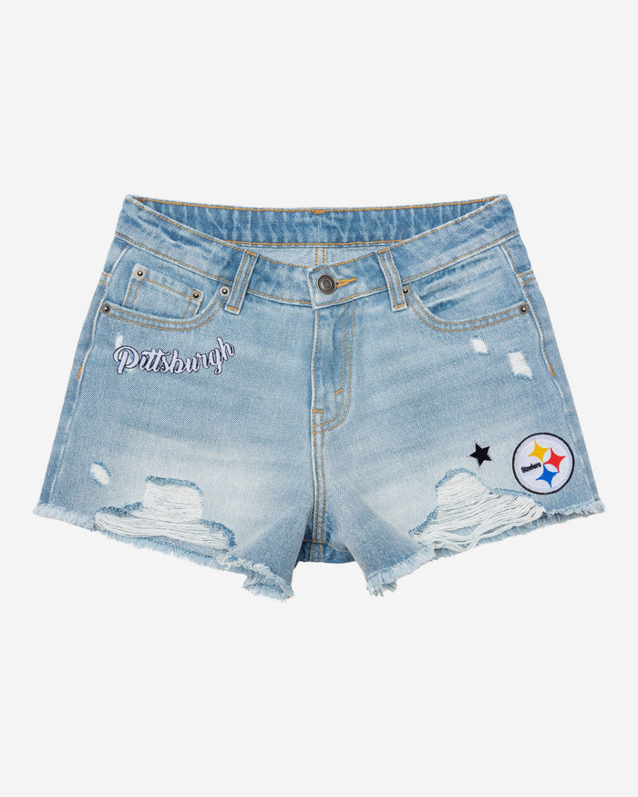 Pittsburgh Steelers Womens Team Logo Denim Shorts FOCO - FOCO.com