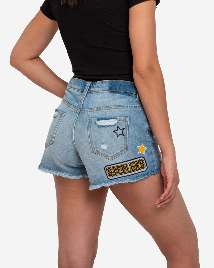 Pittsburgh Steelers Womens Team Logo Denim Shorts FOCO - FOCO.com