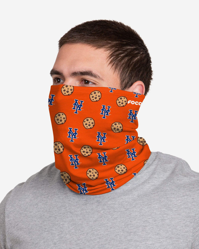 New York Mets Orange Repeat Cookie Stitched Gaiter Scarf FOCO - FOCO.com