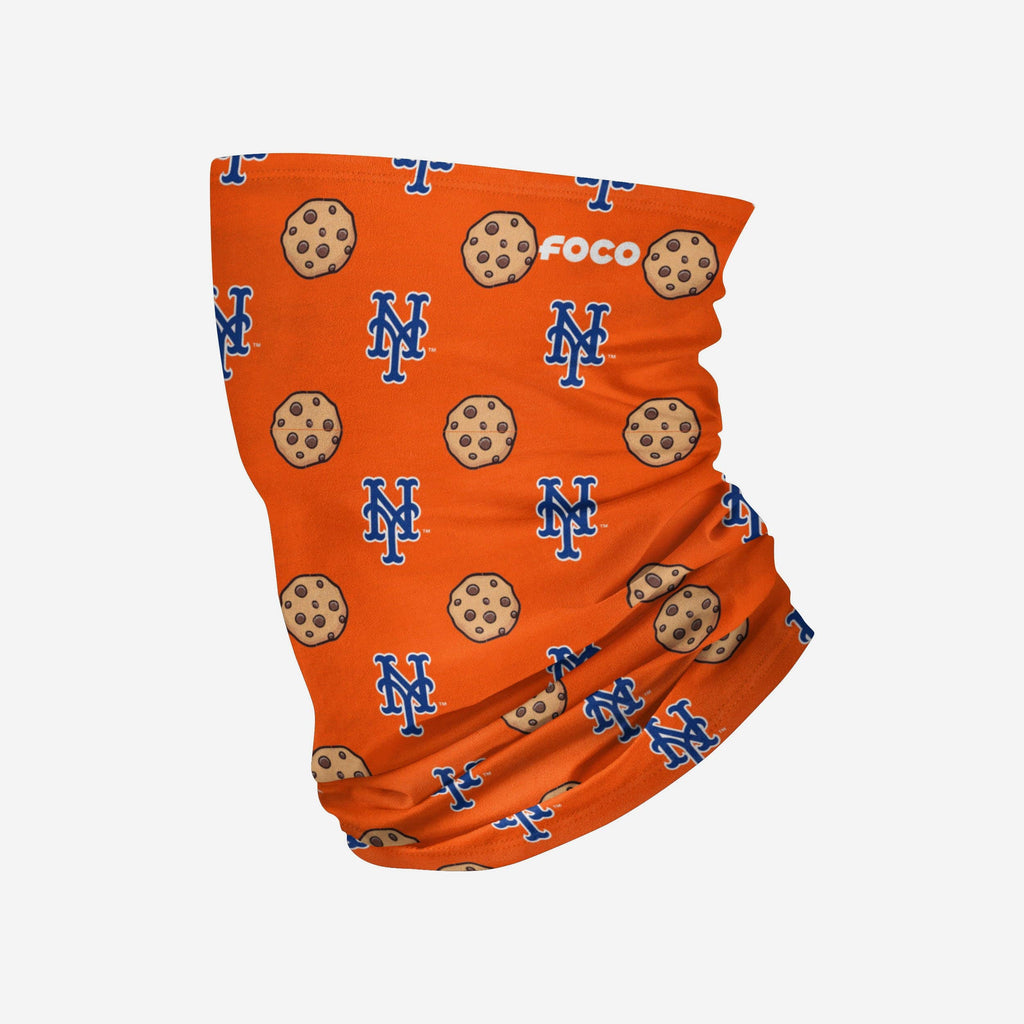 New York Mets Orange Repeat Cookie Stitched Gaiter Scarf FOCO - FOCO.com