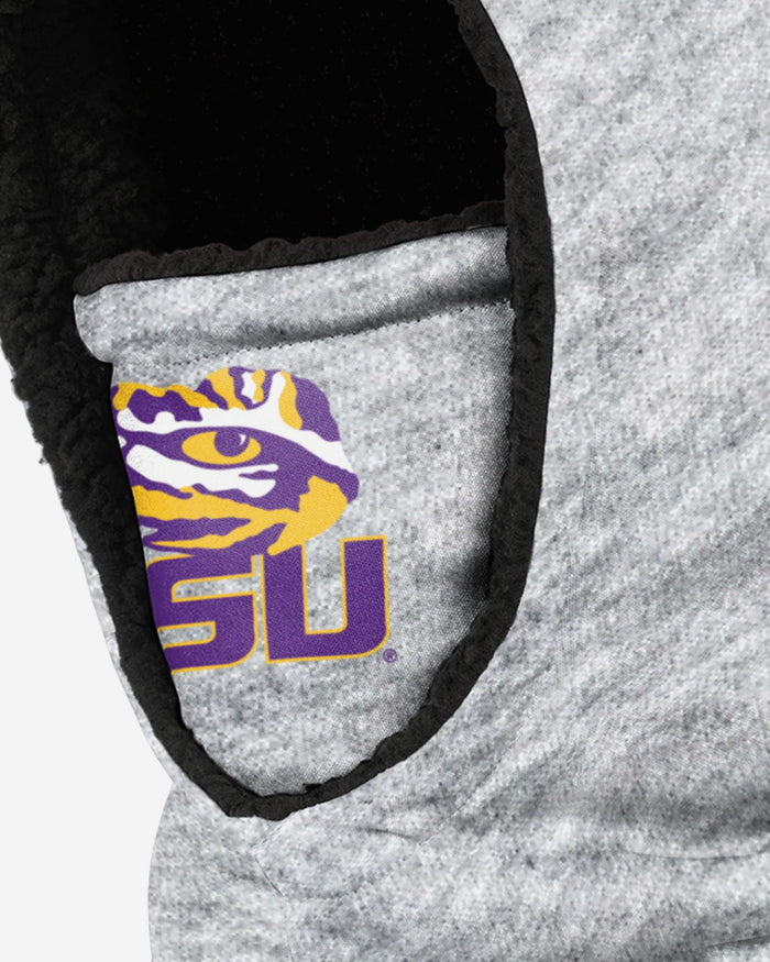 LSU Tigers Heather Grey Big Logo Hooded Gaiter FOCO - FOCO.com