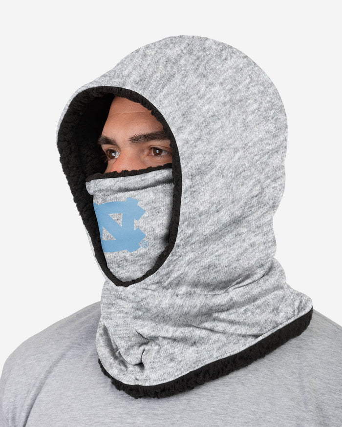 North Carolina Tar Heels Heather Grey Big Logo Hooded Gaiter FOCO - FOCO.com