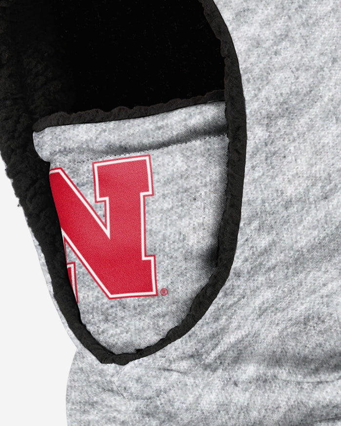 Nebraska Cornhuskers Heather Grey Big Logo Hooded Gaiter FOCO - FOCO.com