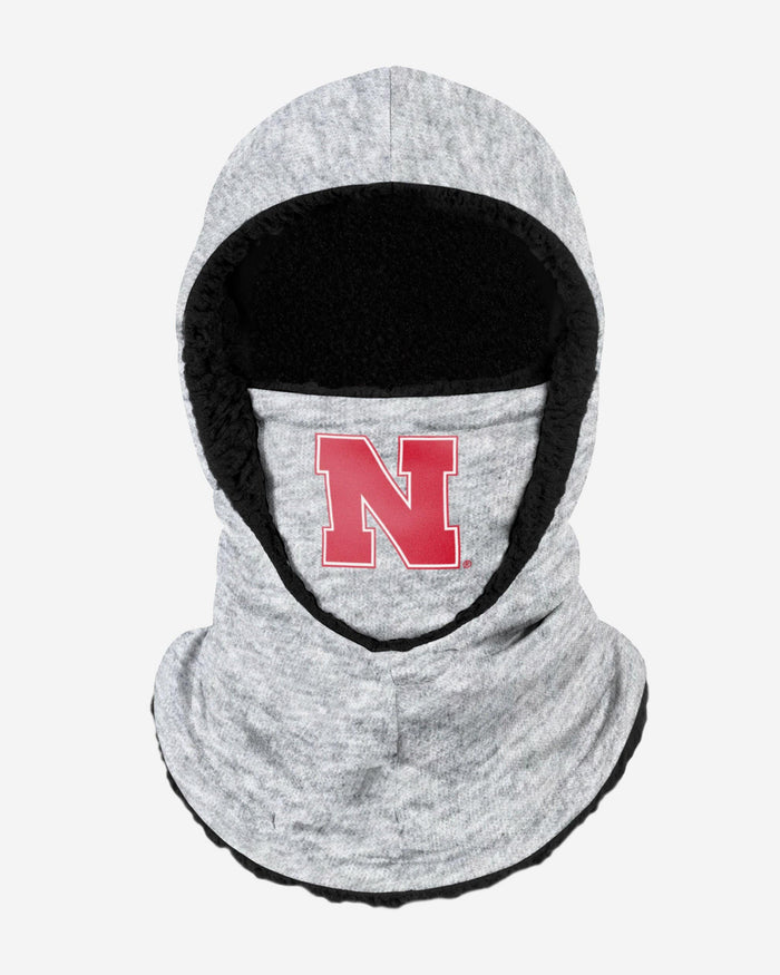 Nebraska Cornhuskers Heather Grey Big Logo Hooded Gaiter FOCO Adult - FOCO.com