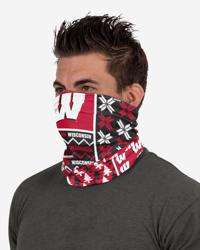 Wisconsin Badgers Busy Block Gaiter Scarf FOCO - FOCO.com