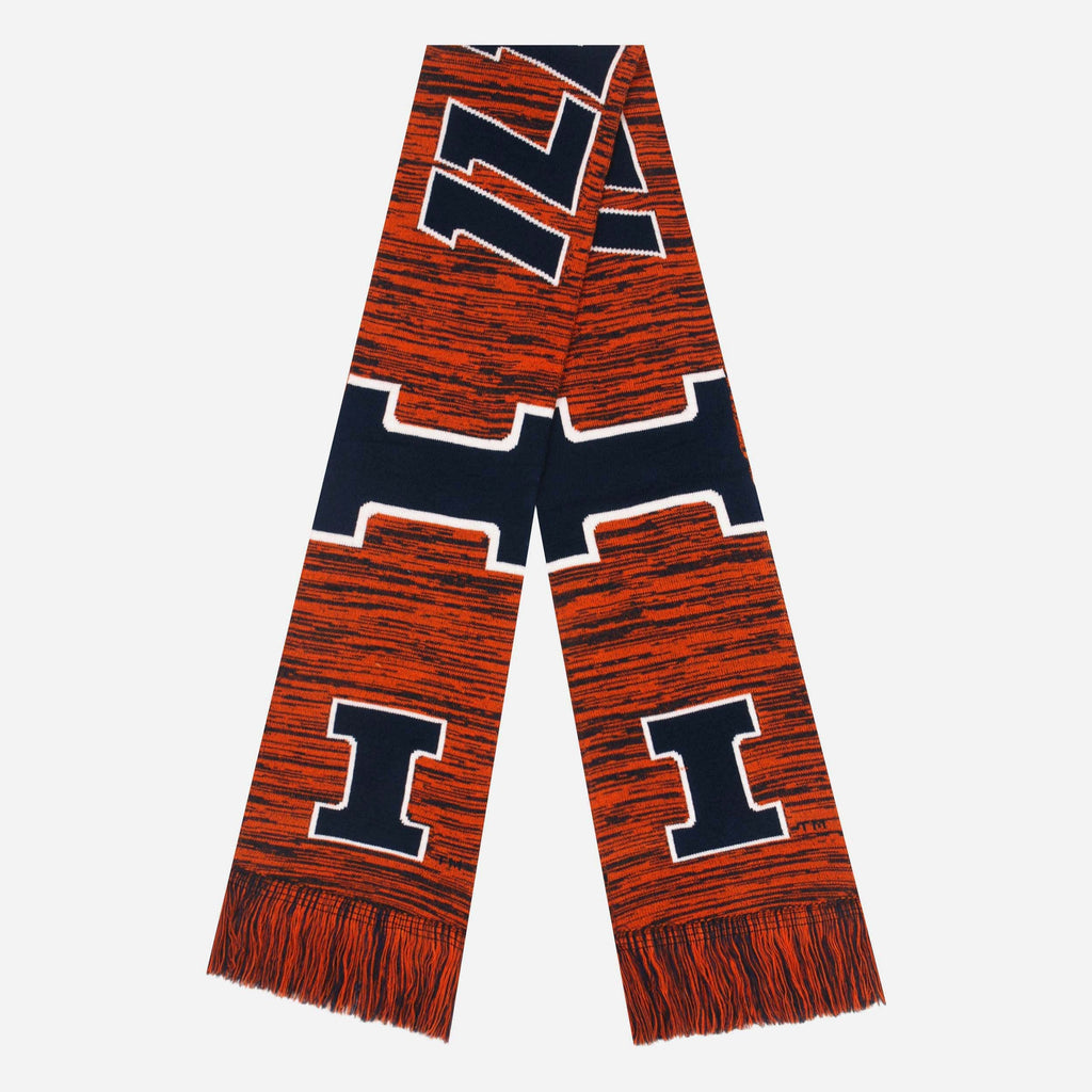 Illinois Fighting Illini Wordmark Big Logo Colorblend Scarf FOCO - FOCO.com