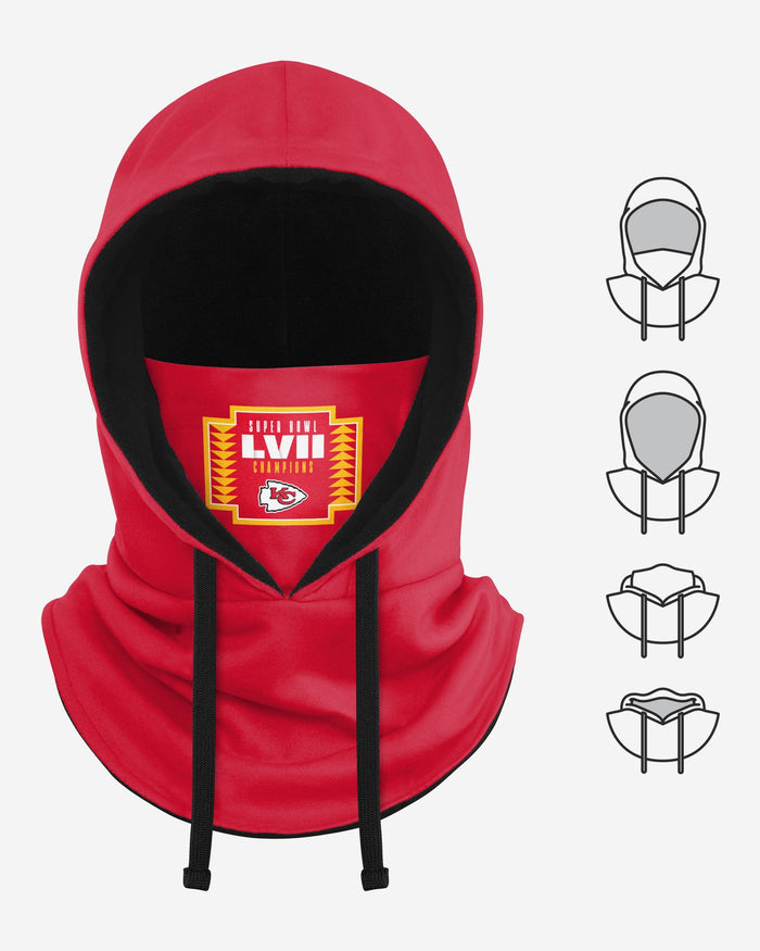 Kansas City Chiefs Super Bowl LVII Champions Drawstring Hooded Gaiter Scarf FOCO - FOCO.com