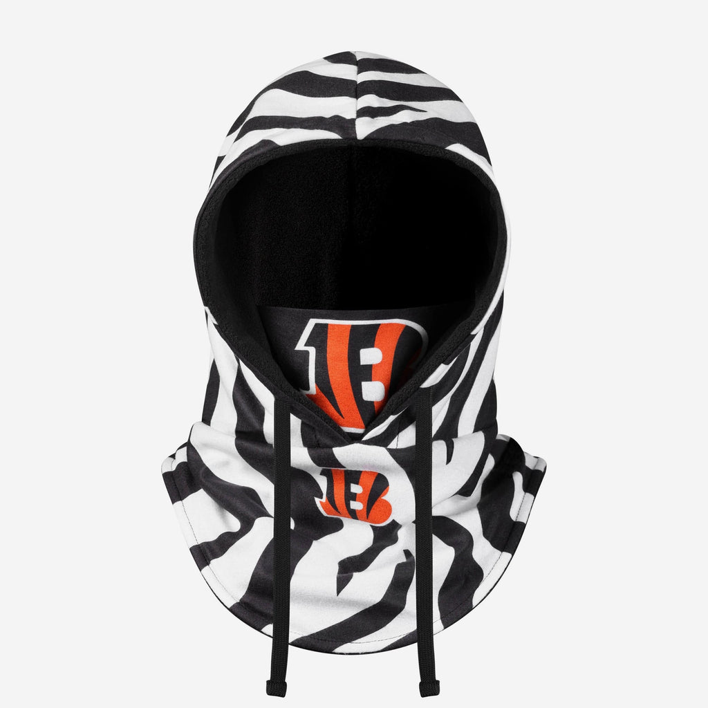 Cincinnati Bengals White Stripe Drawstring Hooded Gaiter FOCO - FOCO.com