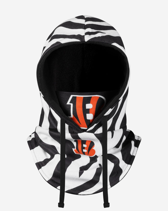 Cincinnati Bengals White Stripe Drawstring Hooded Gaiter FOCO - FOCO.com