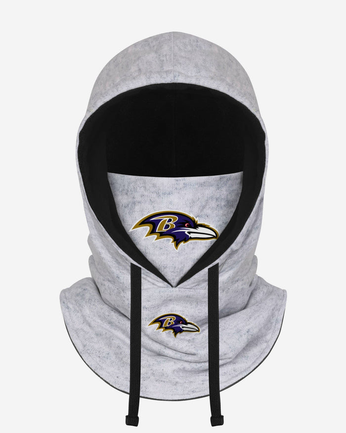 Baltimore Ravens Heather Gray Drawstring Hooded Gaiter Scarf FOCO - FOCO.com