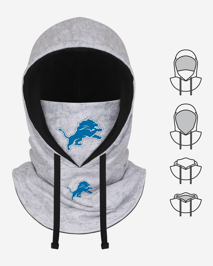 Detroit Lions Heather Gray Drawstring Hooded Gaiter Scarf FOCO - FOCO.com