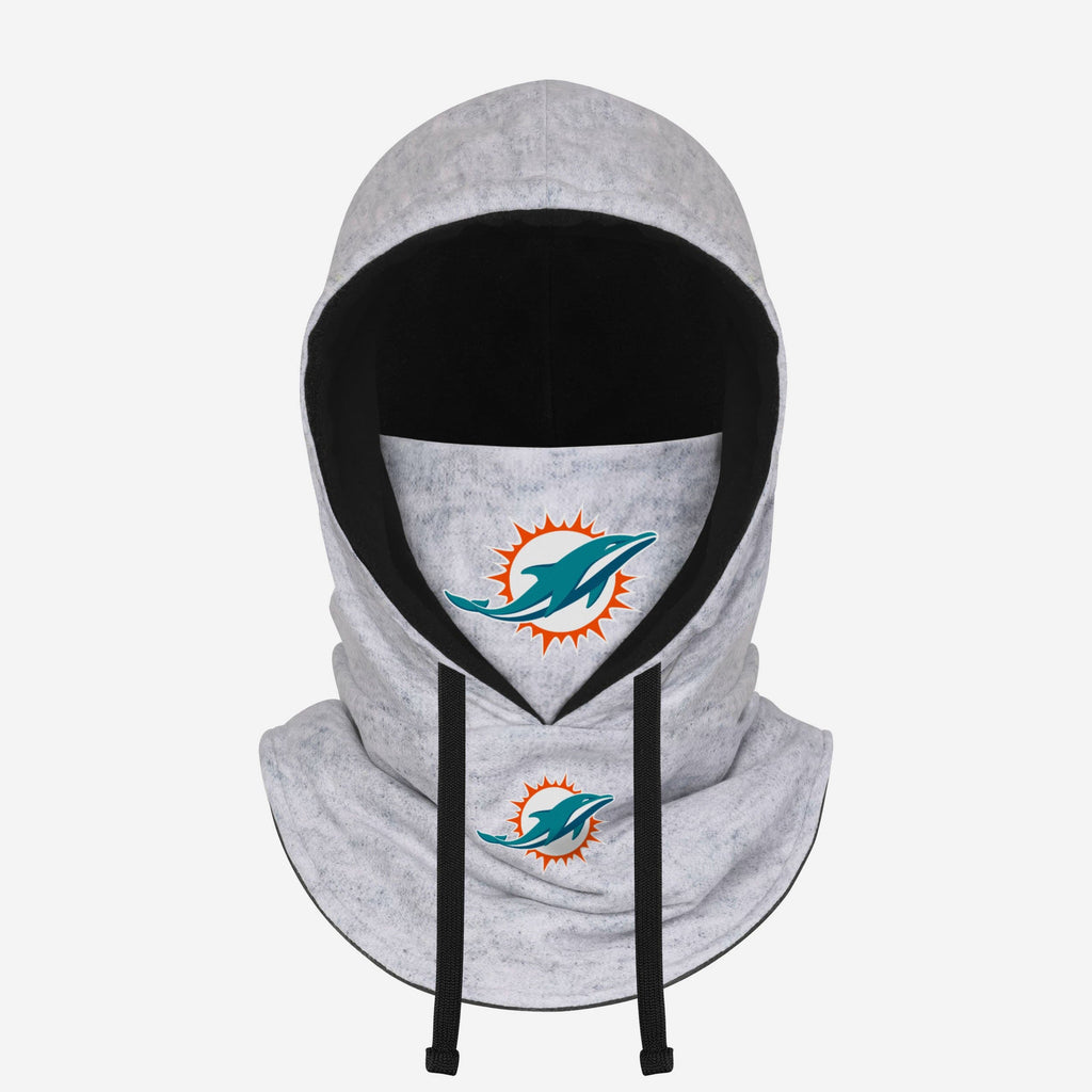 Miami Dolphins Heather Gray Drawstring Hooded Gaiter Scarf FOCO - FOCO.com