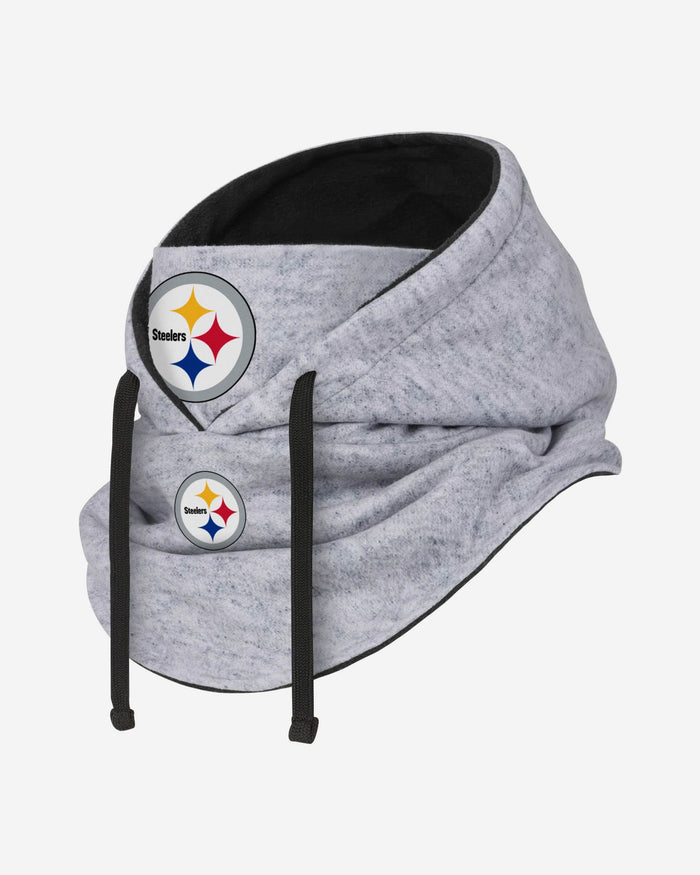 Pittsburgh Steelers Heather Gray Drawstring Hooded Gaiter Scarf FOCO - FOCO.com