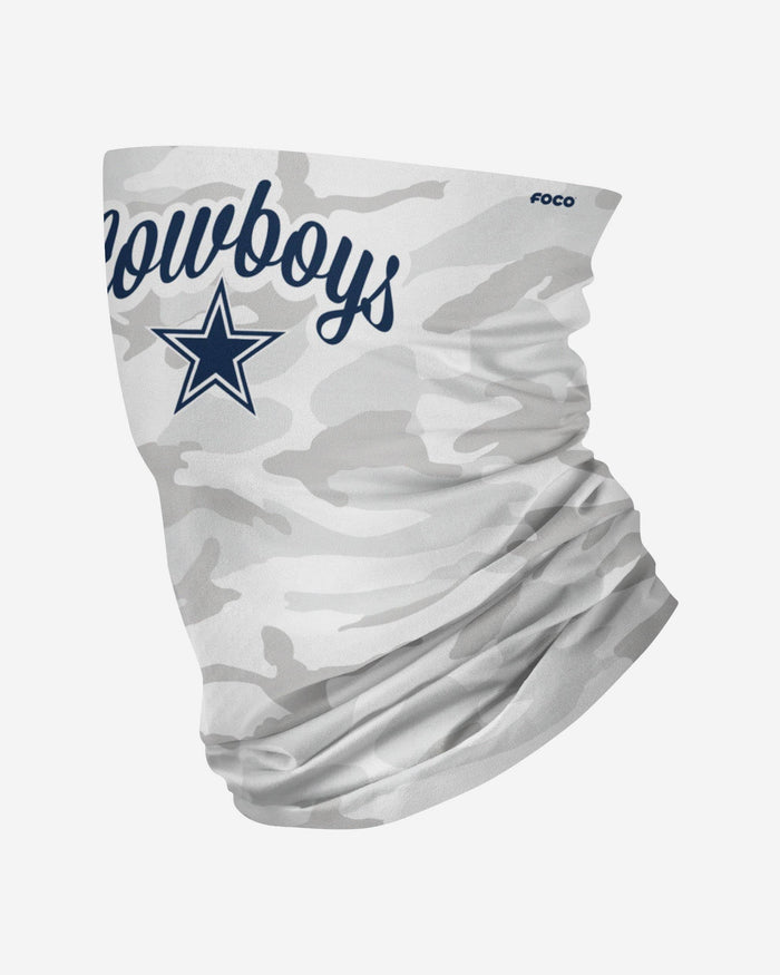 Dallas Cowboys Script Camo Gaiter Scarf FOCO - FOCO.com