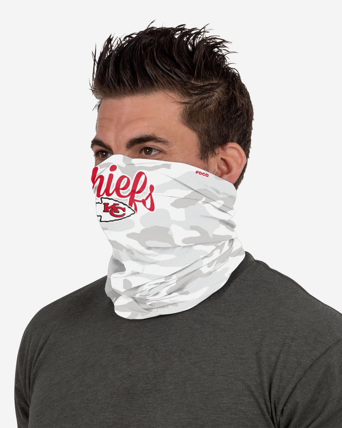 Kansas City Chiefs Script Camo Gaiter Scarf FOCO - FOCO.com