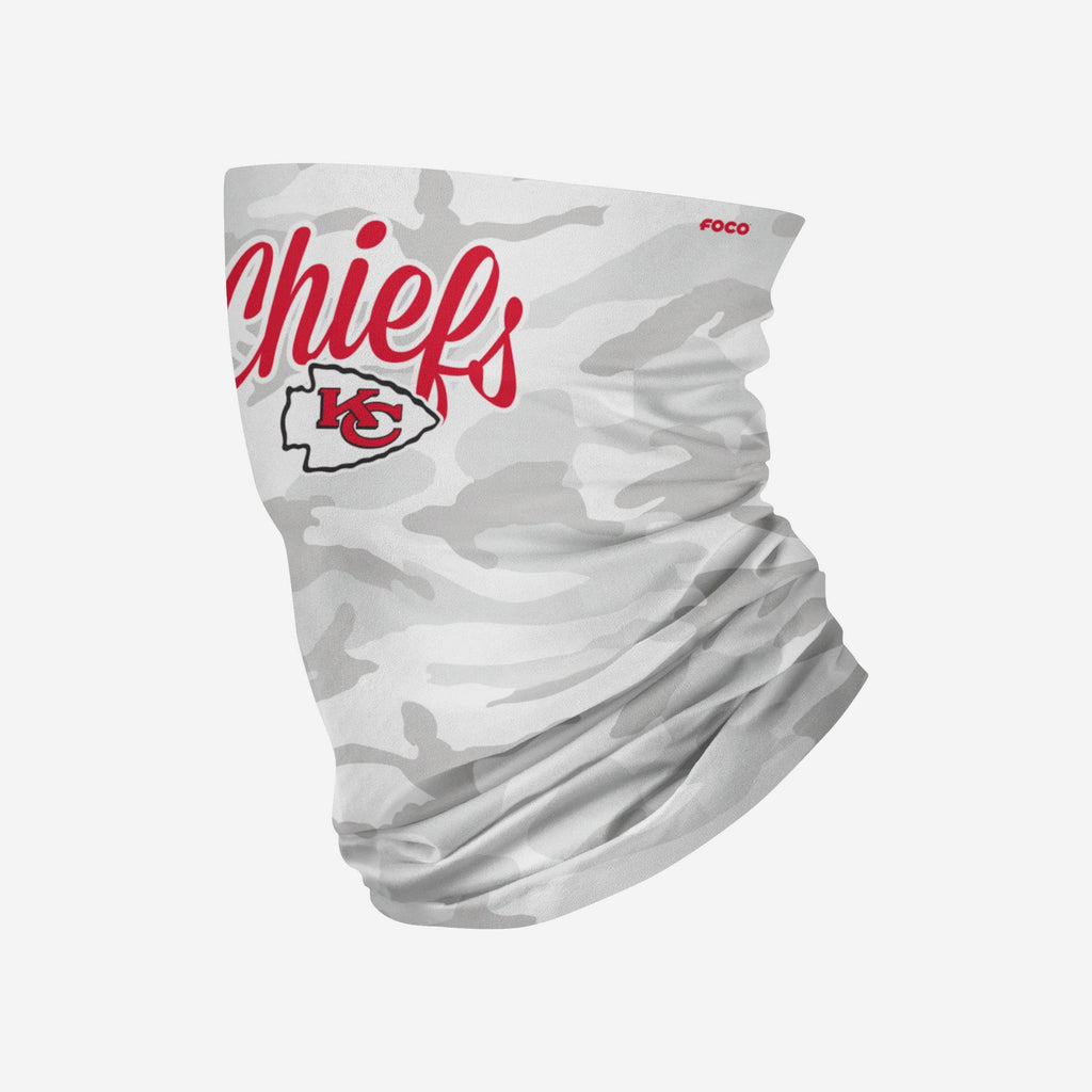 Kansas City Chiefs Script Camo Gaiter Scarf FOCO - FOCO.com