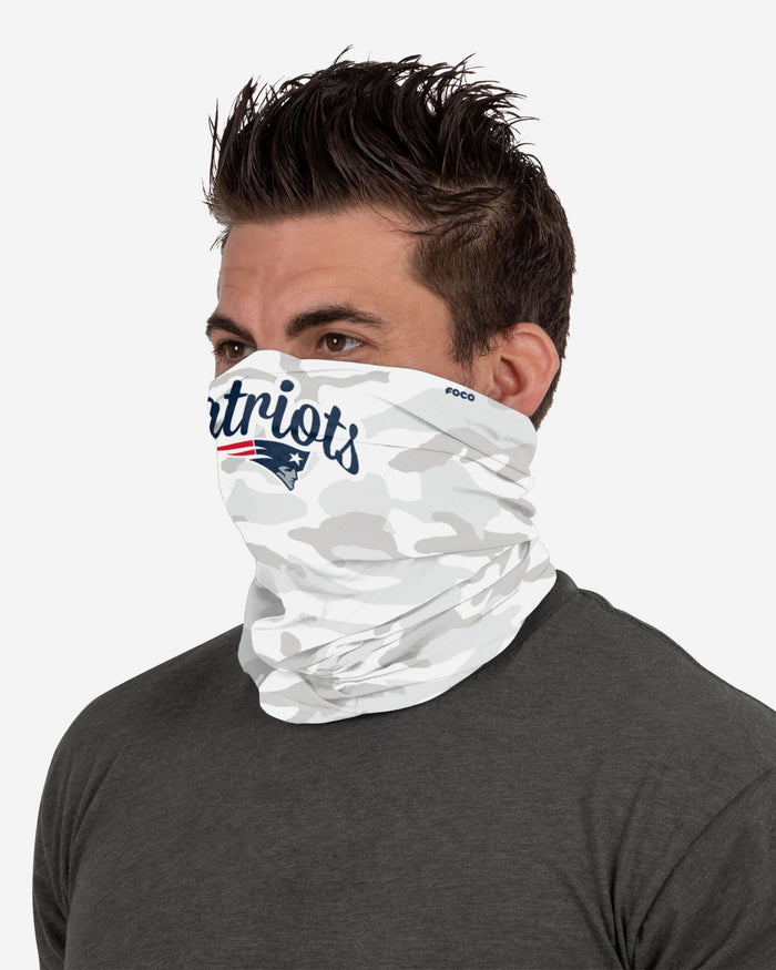 New England Patriots Script Camo Gaiter Scarf FOCO - FOCO.com